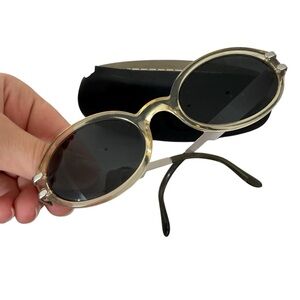 BYBLOS Rare 90s sunglasses vintage signature logo silver oval 165s